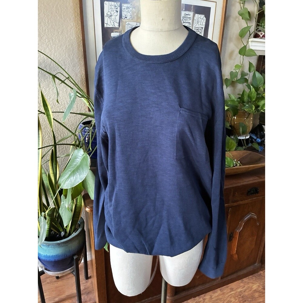 NWT Banana Republic Men's Relaxed 100% Cotton Sweater, Blue, Sz L